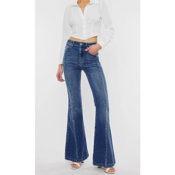 NWT Kancan Amayah High Rise Super Flare Jeans Womens 9/28 - Picture 1 of 12